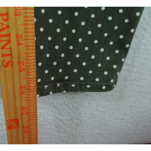 Chico's So Slimming Girlfriend Ankle Jean Sz 1.5 XS Moss Green White Polka Dots - Picture 5 of 10